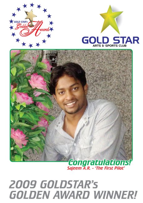 Sajeem Rahman Gold Star's Golden Award Winner for 'First Pilot Achievment'